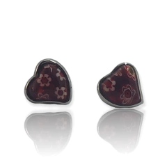 3063-R Aros Pasantes Corazon Murano Rojo Acero Quirúrgico - comprar online