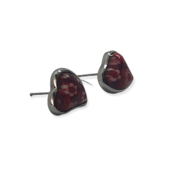 3063-R Aros Pasantes Corazon Murano Rojo Acero Quirúrgico