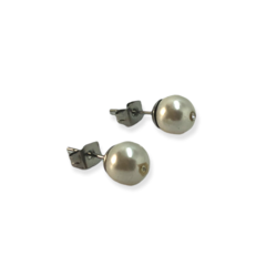 3164 Aros Perla Blanca con Cubic Acero Quirúrgico