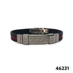 46231 Pulsera Caucho y Acero Quirúrgico en detalles fucsias
