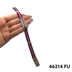 46214 FU Pulsera Caucho y Acero Quirúrgico Detalles Fucsias