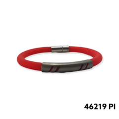 46219 PI Pulsera Caucho y Acero Quirúrgico Naranja
