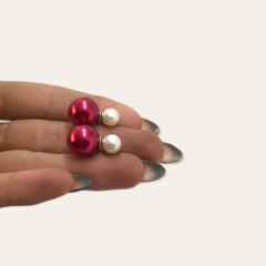 AR DIOR-4 Aros Estilo Dior Blanco y Rosa Fucsia Plata 925 - comprar online