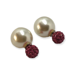 AR DIOR-9 Aros Blanco y Rosa Fucsia con Cubics Plata 925
