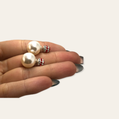AR DIOR-12 Aros Estilo Dior Blanco y Rojo con Cubics Plata 925 - comprar online