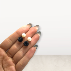 AR DIOR-11 Aros Perla/Microperla Negros Plata 925 - comprar online
