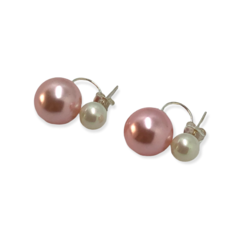 AR DIOR-13 Aros Perla Blanco y Rosa Plata 925