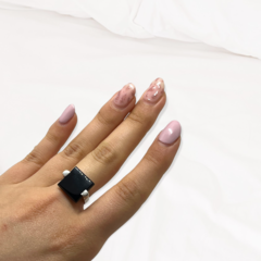 NAR 14 Anillo con Piedra Onix Cuadrada Negra Plata 925