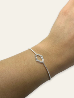 8787 Pulsera Corbatera Mano de Fatima Cubics Acero Blanco