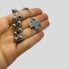 8638 Pulsera Bolitas con Dije Cruz Acero Quirúrgico - comprar online