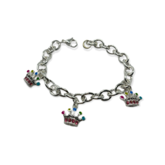 8645 Pulsera con dijes Coronas Acero Blanco