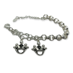 8667 Pulsera Rolo con dijes Coronas Acero Blanco