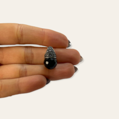 CAR 75 Dije "Lady Di" Piedra Negra (12 mm) Acero Quirúrgico - comprar online