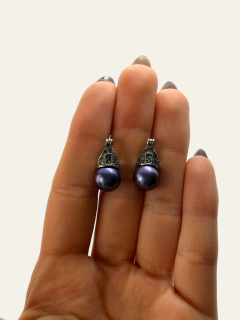 CAR 67 Aros "Lady Di" Perla Violeta (10 mm) Acero Quirúrgico - comprar online