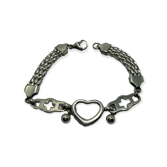 8001 Pulsera Corazon y Bolitas Acero Quirúrgico