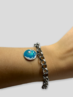 8026 Pulsera Rolo con Dije Luna Esmaltada Acero Quirúrgico - comprar online