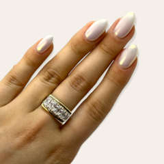 AG 412 Anillo Piedras Blancas Plata y Oro - comprar online