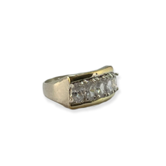 AG 412 Anillo Piedras Blancas Plata y Oro en internet