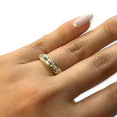 AG 410 Anillo Piedras Blancas Plata y Oro - comprar online