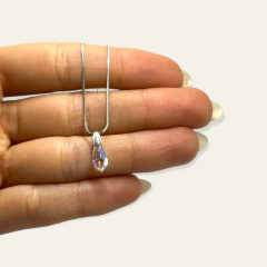 SWA-1 Gota Cristal Blanco Plata Italiana (SIN CADENA)