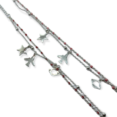 8031- 1 y -2 Pulseras Planetas - Variedad de colores Acero Blanco