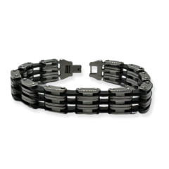 8171 Pulsera Masculina con Negro Acero Quirúrgico