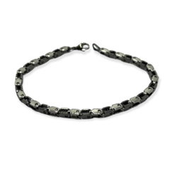 8149-G Pulsera Finita Masculina con Negro Acero Quirúrgico