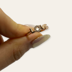 2.1 gr Anillo "Love" con cubics Plata Italiana Rose - comprar online