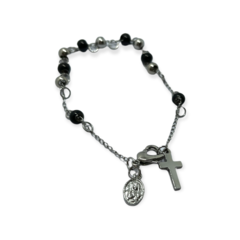 8253 Pulsera Denario con Bolitas( 6 mm) Esmaltadas Negras Acero Quirúrgico en internet
