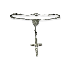 8325 Pulsera Denario con Bolitas Negras (4 mm) Acero Quirúrgico