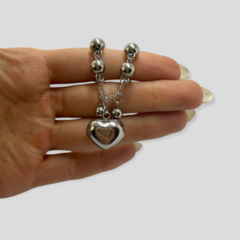 8358 PLUS Pulsera Bolitas y Corazon Acero Quirúrgico
