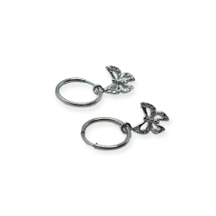 ART 2 Aros Argolla con Dije Mariposa Plata 925