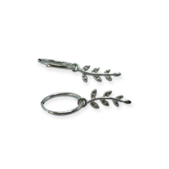 ART 2 Aro Argolla con Dije Forma Hoja Trepadora Plata 925