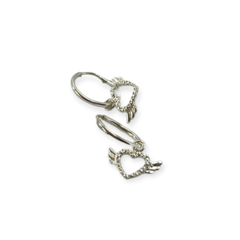 ART 2 Aros Argolla con Dije Corazon con alas Plata 925