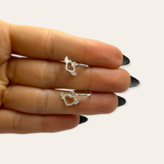 ART 2 Aros Argolla con Dije Corazon con alas Plata 925 - comprar online