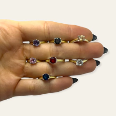 NAR 2 Anillos Con Piedra - Variedad Colores Plata y Oro