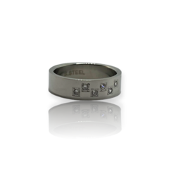 0112 Anillo Cubics Blancos Acero Quirúrgico