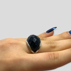 0115 Anillo Piedra Violeta Acero Quirúrgico