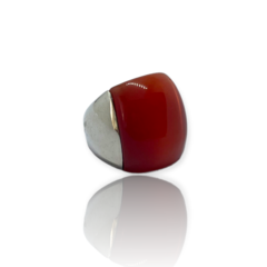 0120 Anillo Piedra Roja Acero Quirúrgico en internet