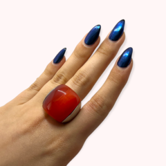 0120 Anillo Piedra Roja Acero Quirúrgico - comprar online