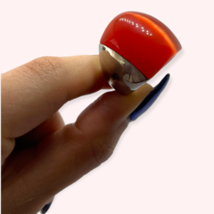 0120 Anillo Piedra Roja Acero Quirúrgico