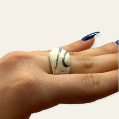 0089 Anillo Piedra Blanca Acero Quirúrgico - comprar online