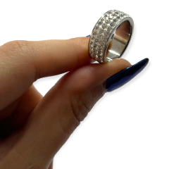 0147 Anillo Cubics Blancos Doble Acero Quirúrgico