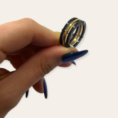 0205 Anillo Masculino Triple Acero Quirúrgico Dorado