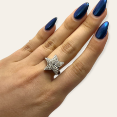0164 Anillo Estrella Cubics Blancos Acero Quirúrgico - comprar online
