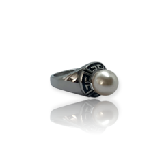 0227 Anillo Perla Blanca Acero Quirúrgico