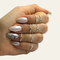 ART 71 Anillo Medida Falange con piedras Plata 925 - Stal Joyas