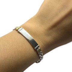 VI-PU 23 Pulsera Identificatoria Plata y Oro (18 cm) - comprar online