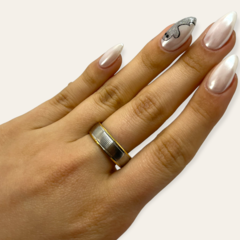 0001 Anillo Grueso Alianza Acero Quirúrgico y Dorado