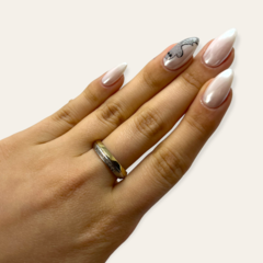 0153 Anillo Alianza con Cubics Acero Quirúrgico y Dorado